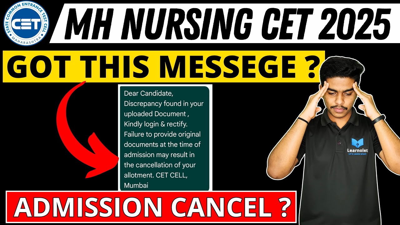 Got Message from Cet Cell ? Admission Cancel ? BSc Nursing CAP Registration | Solution #learnolet