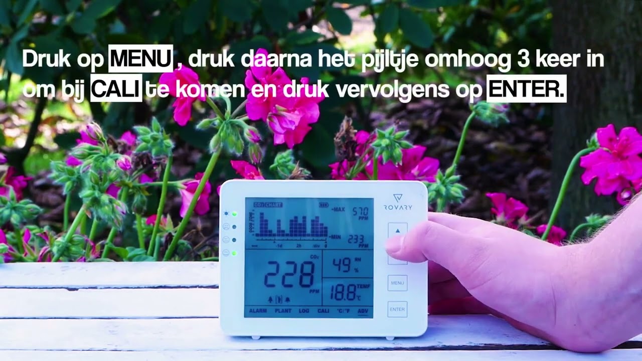 Rovary RV2000P CO2 meter bedienen, aan te zetten en te kalibreren - RH Brandbeveiliging