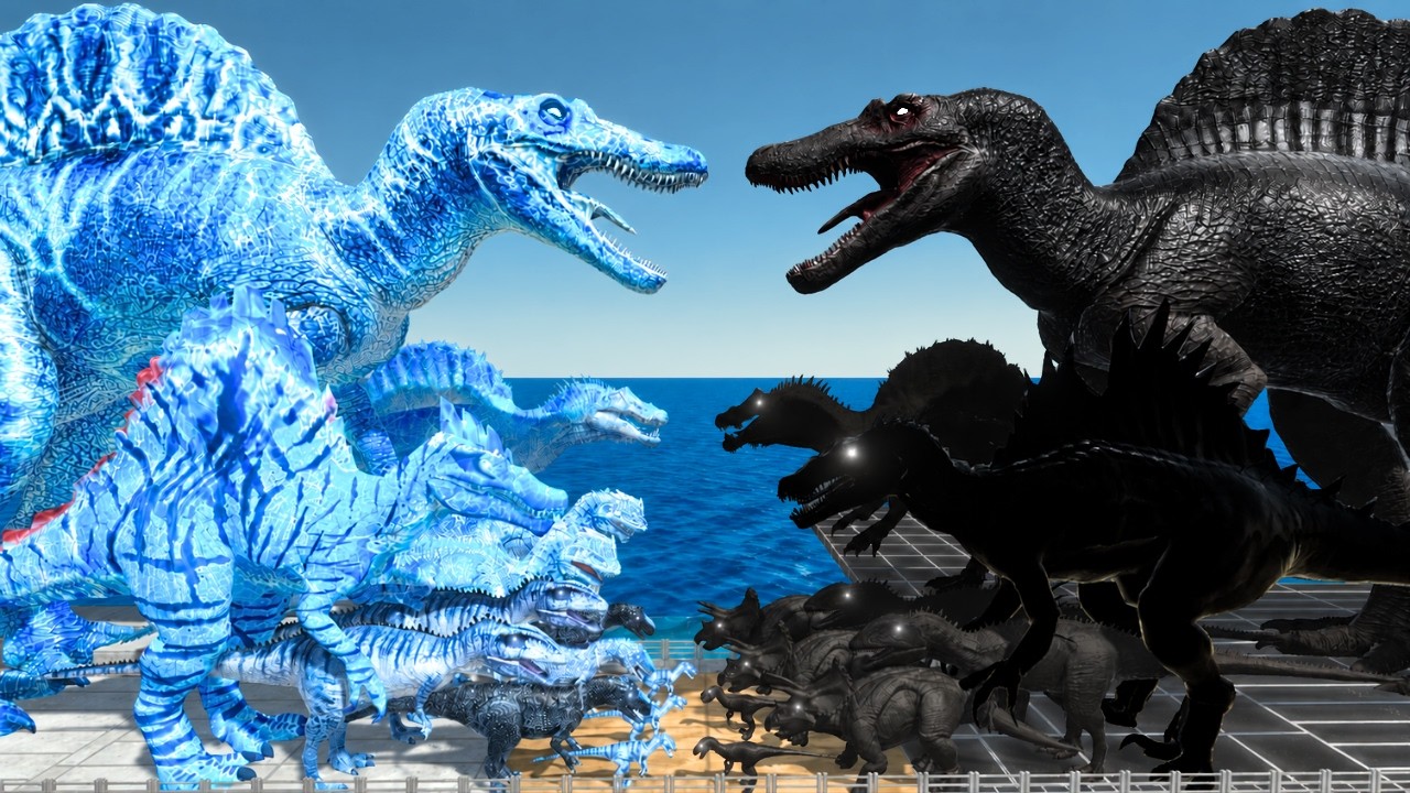 Dinosaurs Bridge Challenge | Ice Spinosaurus vs Shadow Spinosaurus | Animal Revolt Battle Simulator