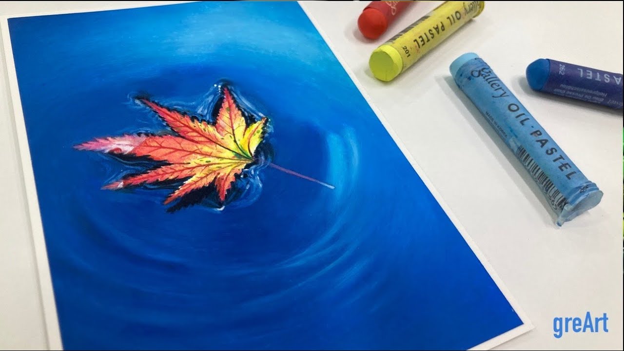 oil pastel drawing_maple for beginner 오일파스텔로 단풍잎그리기/초보자/쉬운 그림