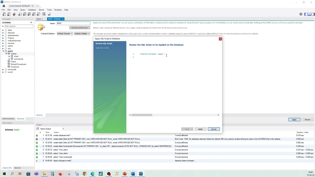 7- MySQL Workbench : création de bases de données pas à pas avec et sans code