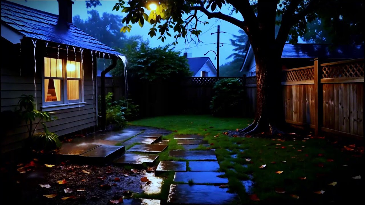 Deep Sleep Rain Sounds | Cozy Night Ambience with Gentle Piano (10 Hours)
