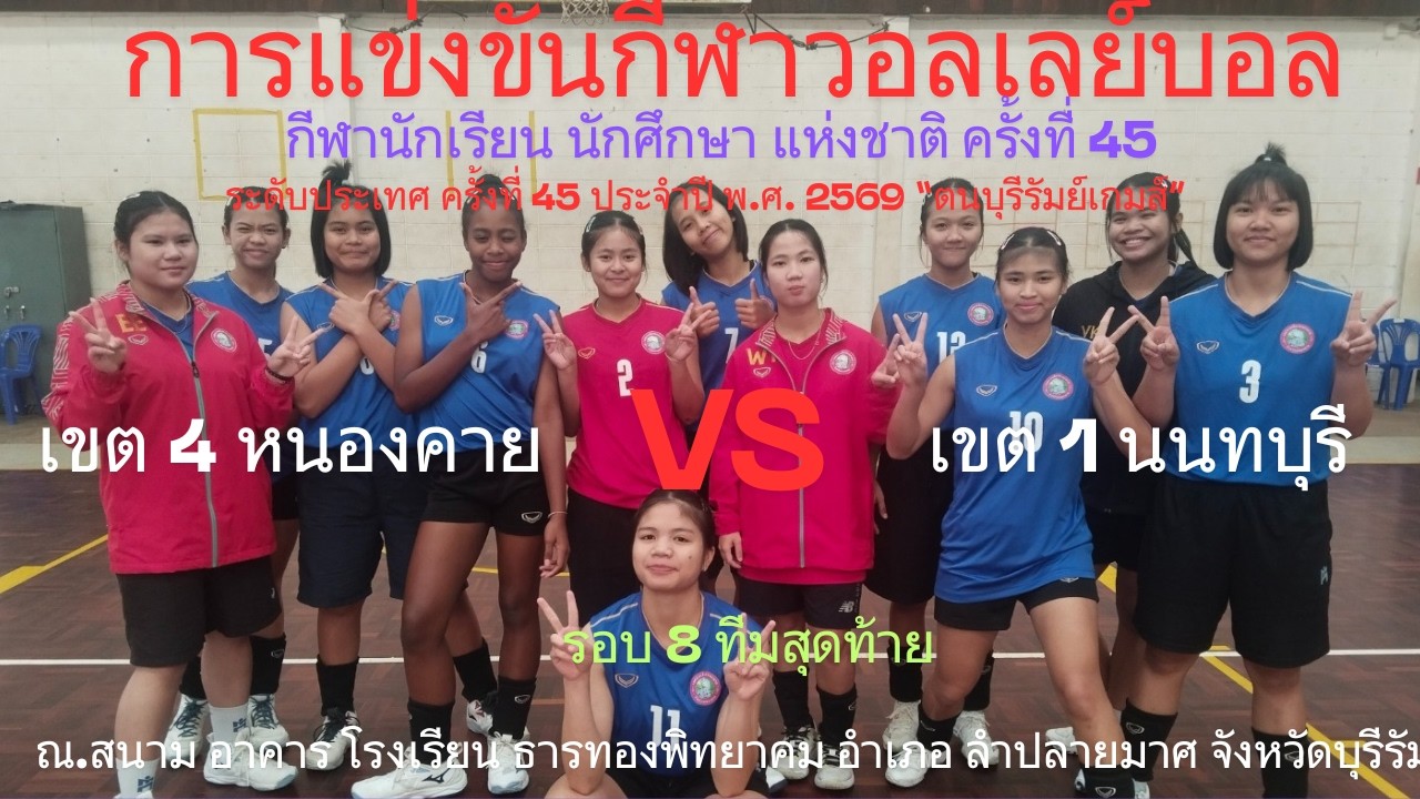 LIVE /จังหวัด หนองคาย / พบ / จังหวัด นนทบุรี / #กีฬานักเรียนนักศึกษาแห่งชาติ #วอลเลย์บอลหญิง