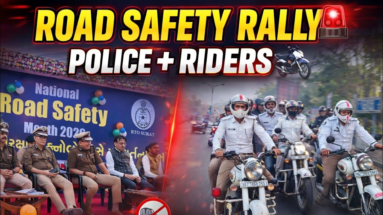 Police Ke Sath Ride 😳 | National Road Safety Rally 2026 | Surat City Ride | Hardik Rider Vlog 