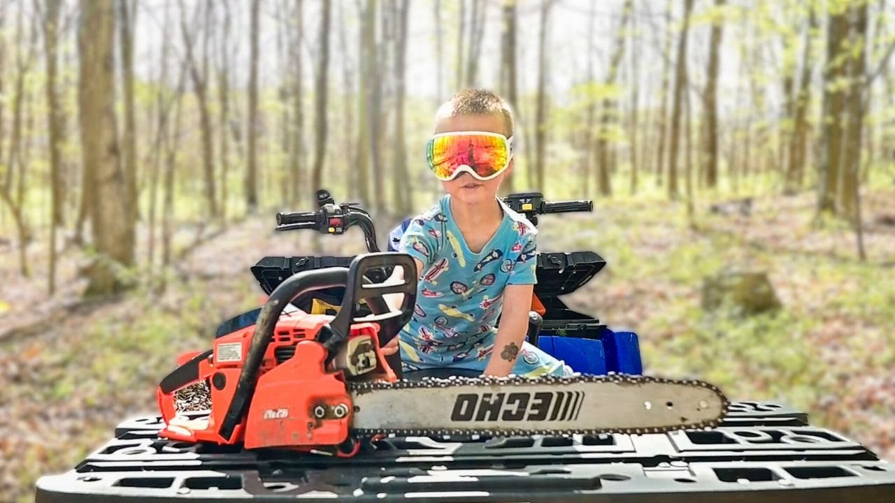 Возвращаемся к рубке дров — Работаем бензопилой с папой