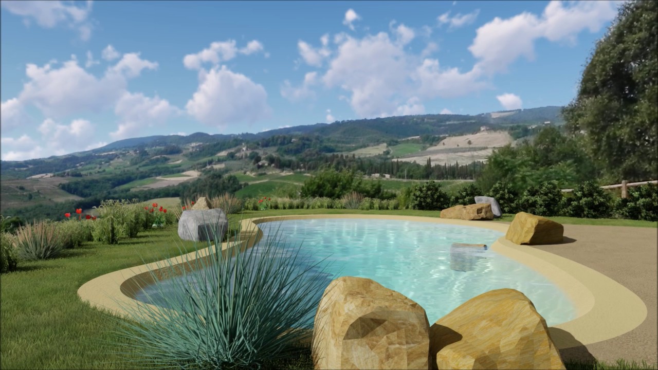 Render 3d piscine - Video animazione del progetto per la realizzazione di una piscina Biodesign.