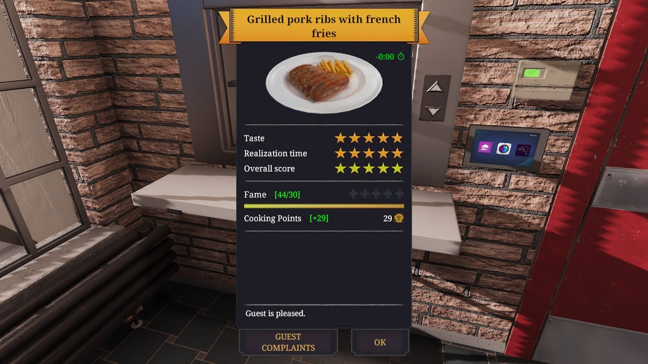 Cooking Simulator BBQ Recipe Grilled pork ribs with french fries