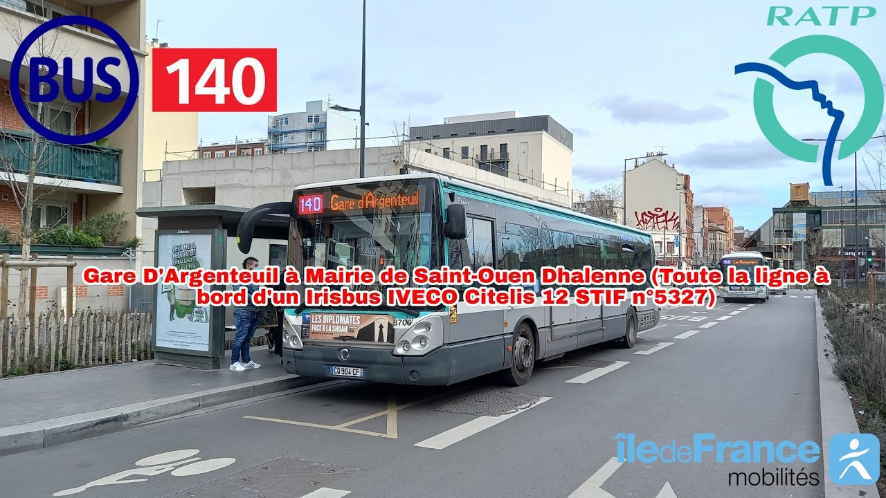 [Ligne 140 RATP] Irisbus IVECO Citelis 12 STIF n°5327 - Gare d'Argenteuil à Mairie de Saint-Ouen