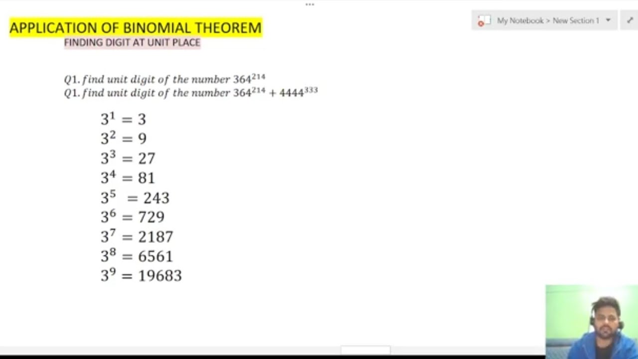 finding unit place digit of the number n^m binomial theorem JEE MAINS ANS ADVANCED by deepak kumaru.