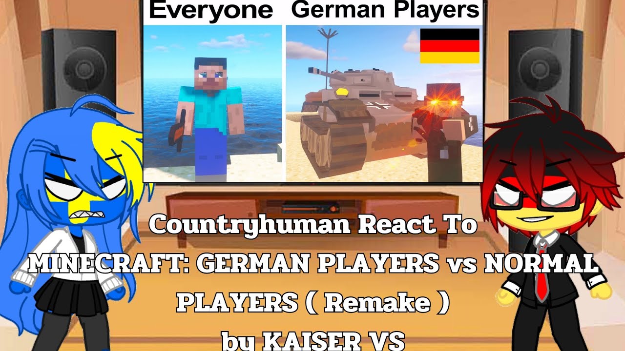 Countryhuman React To MINECRAFT: GERMAN PLAYERS vs NORMAL PLAYERS (Clip remake)(GachaxCountryhuman)