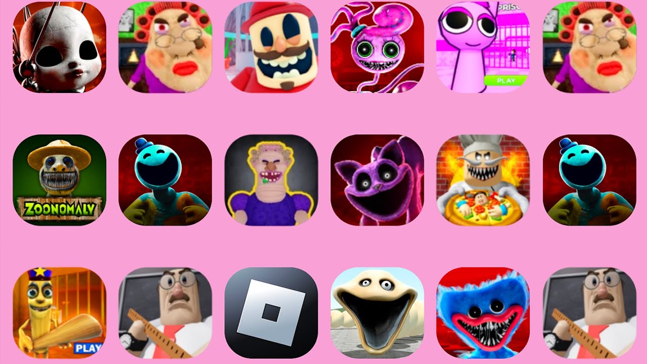 Roblox,Hungry Worm Prison,Poppy Playtime 1 2 3 4 5,Escape The Petshop,Evil Grandma,Papa Pizza's...
