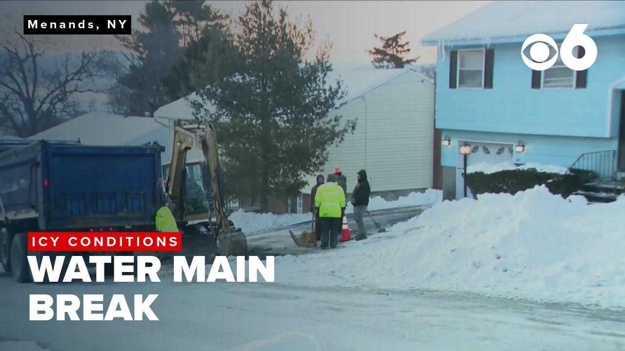 Water main break causes icy conditions in Menands