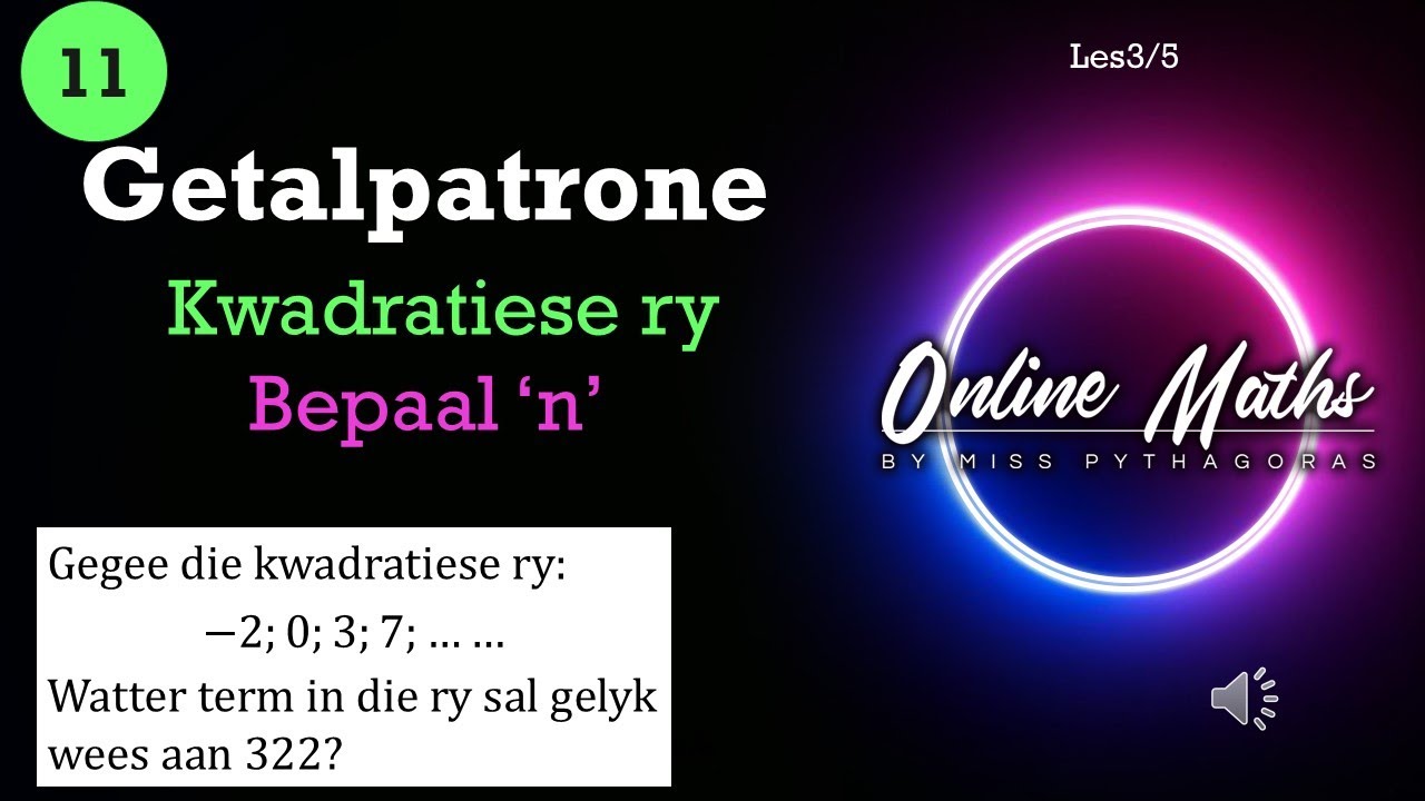 Getalpatrone Graad11: L3 Bepaal hoeveel terme is in die Kwadratiese  Ry