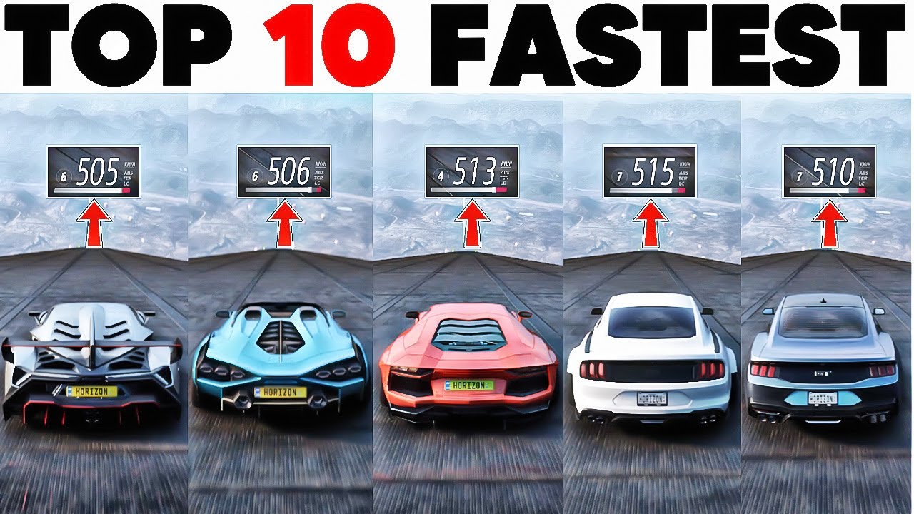 TOP 10 FASTEST Lamborghini vs Ford in Forza Horizon 5!Insane Downhill Top Speed Runs + Massive Jump