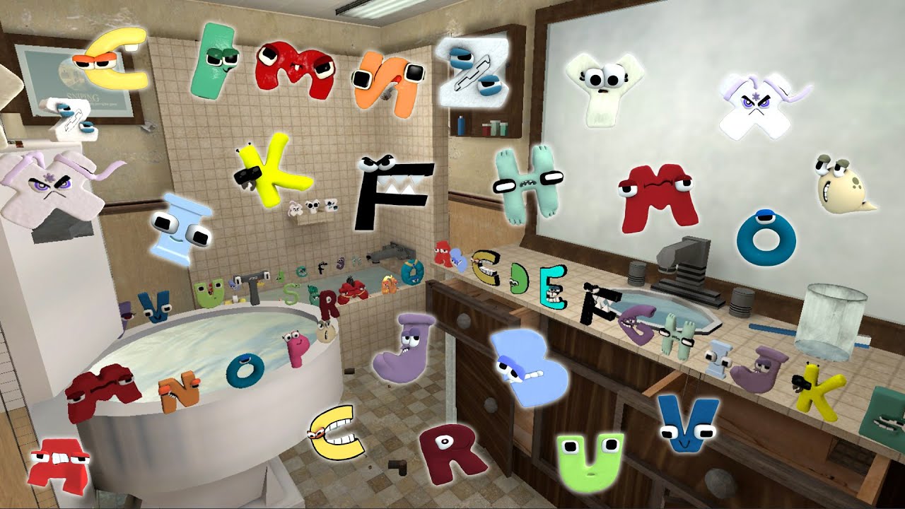 DESTROY ALL ALPHABET LORE FAMILY in BATHROOM Garry's Mod