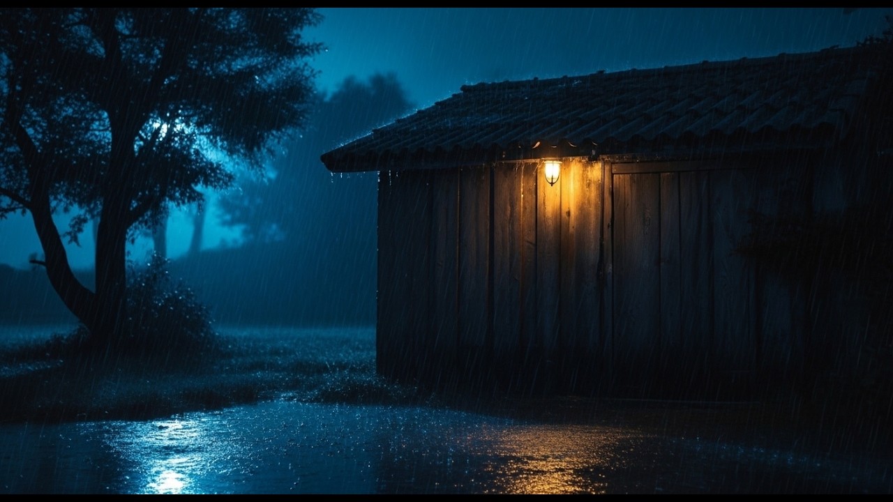 30 MINUTES Overcome Stress to Sleep Instantly with Heavy Rain Sounds on a Tin Roof at Night