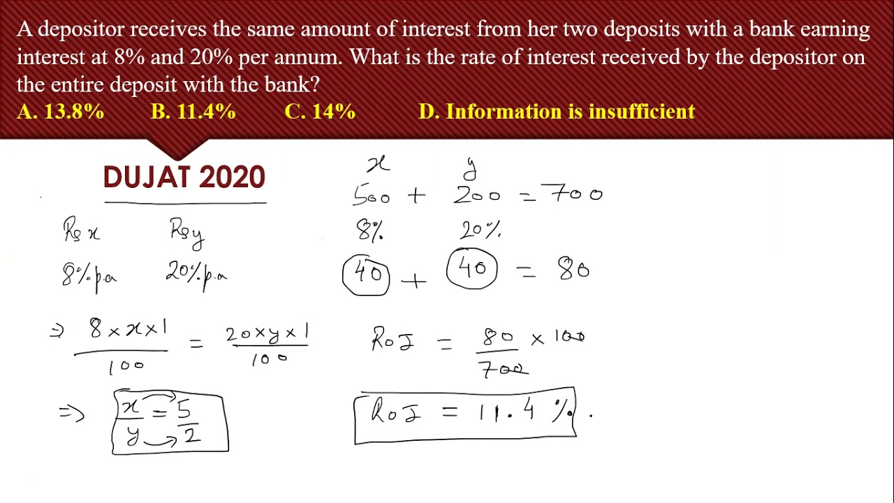Simple Interest & Compound Interest Question From DUJAT 2020