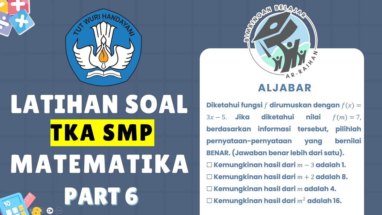 PART 6 LATIHAN SOAL TKA MATEMATIKA SMP MTS 2026 (ALJABAR) | PREDIKSI TKA SMP 2026 #TKA #TKASMP