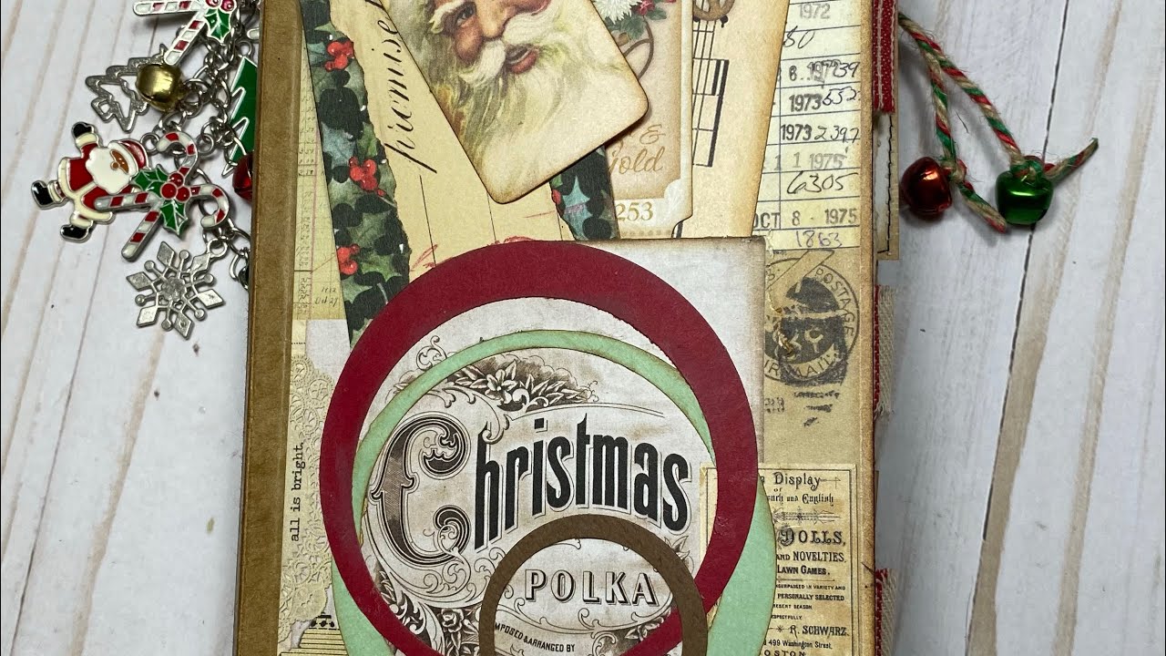 Christmas Junk mail envelope journal with no sew signatures (SOLD)