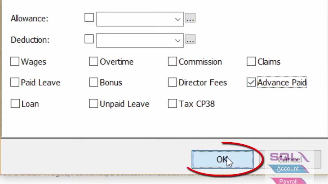 SQL Payroll - Salary Advance Paid Process