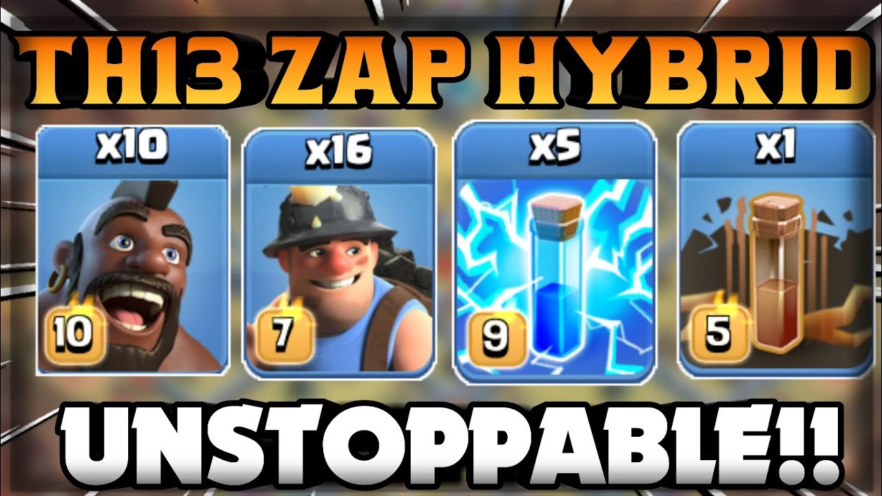 MOST TRENDING ARMY !!!! TH13 ZAP HYBRID TOO EASY || PRO KNOWS ALREADY || TH13 PRO ZAP ATTACKS ||