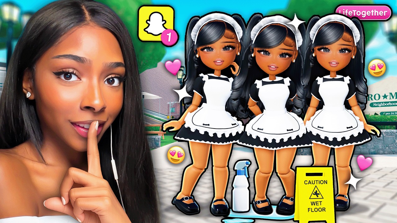 We Went Undercover As REALISTIC TRIPLET MAIDS IN LIFE TOGETHER ⭐ (Roblox Snapchat)