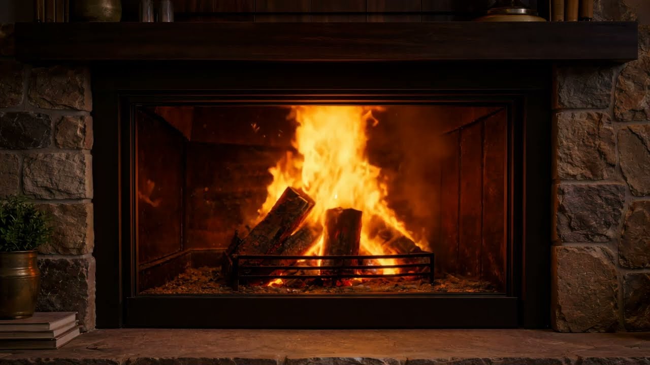 4K Fireplace | Real Crackling Fire Sounds for Sleep & Relaxation (No Music) (3 Hours)