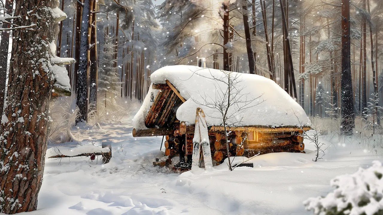 ❄️🐕Зимнее выживание в дикой природе: поход с собакой, укрытие на дереве и прозрачная палатка!