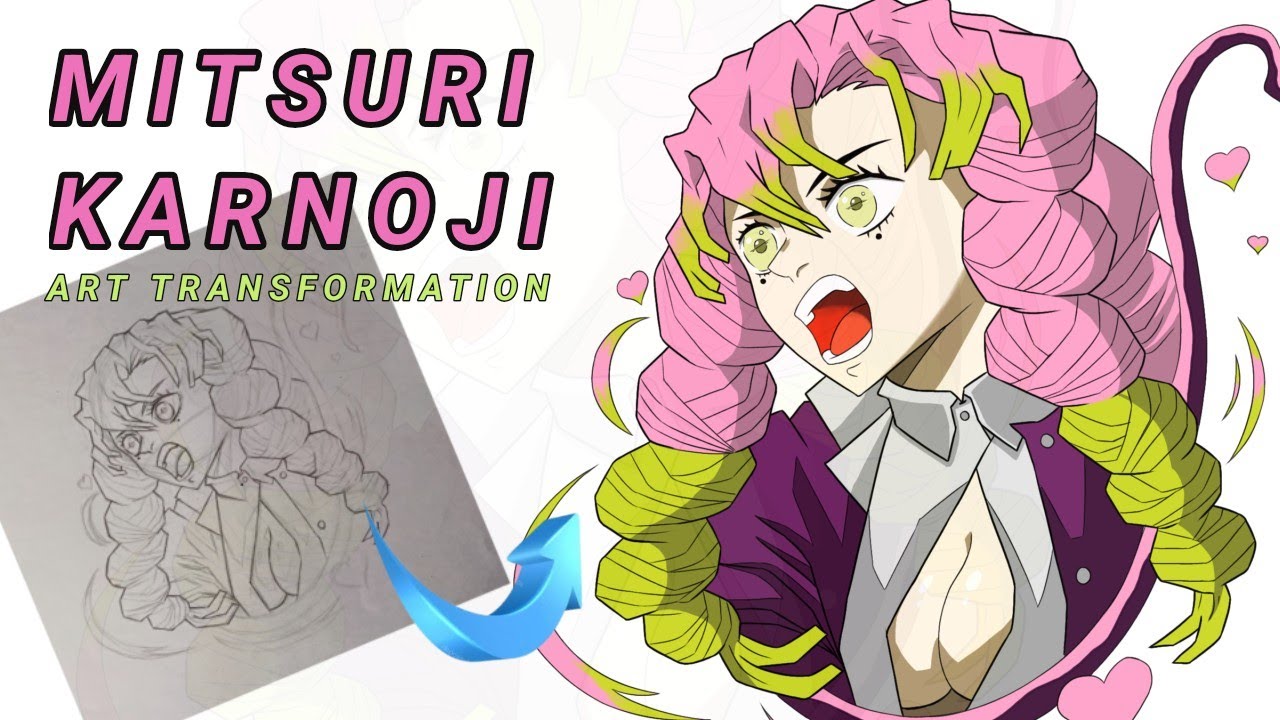 “Mitsuri Kanroji Art Transformation | Stunning Demon Slayer Drawing Process | Suraj Artverse”