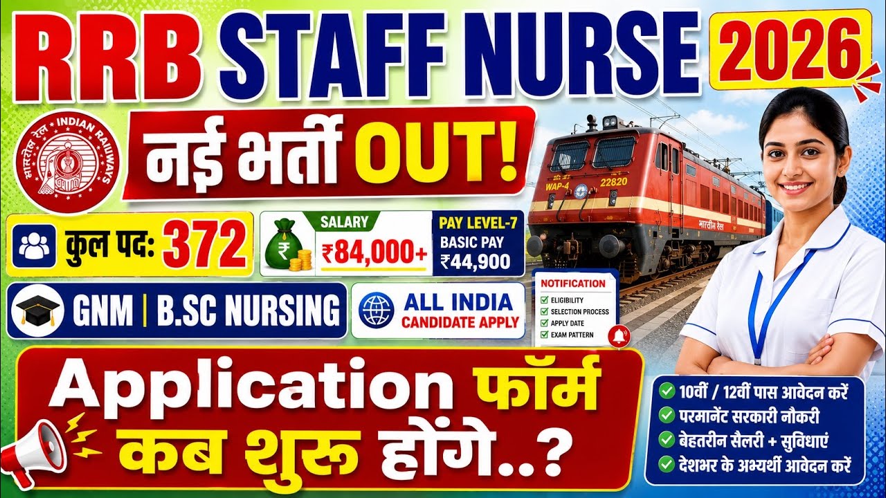 RRB Staff Nurse Recruitment 2026💐Railway Staff Nurse 2026💐RRB Nursing Superintendent Recruitment2026