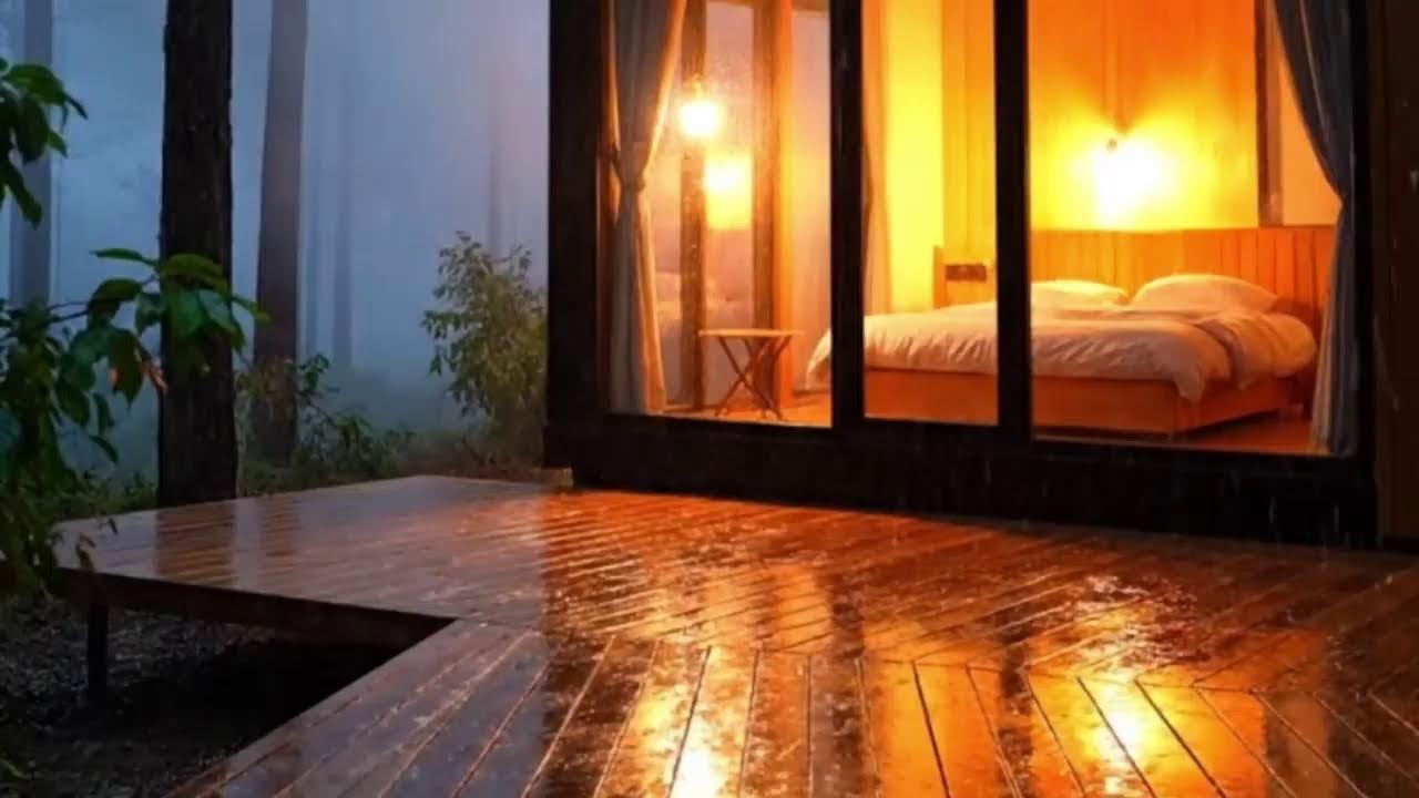 Rainy Forest Cabin at Night – 10 Hours Rain Sounds for Sleep