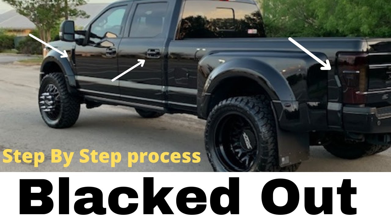 How to paint chrome and blackout trim. Chrome delete - Ford 450 Platinum