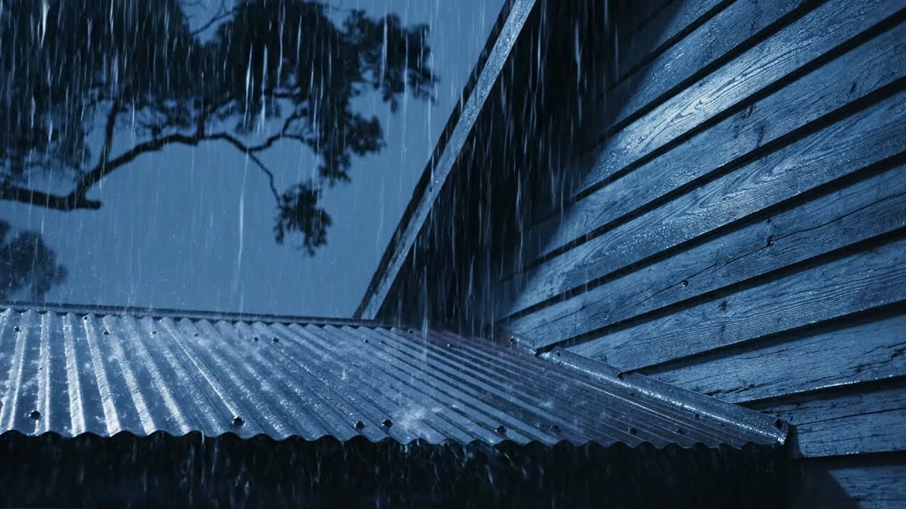 Cure Dificuldades de Sono com o Som de Chuva Pesada e Trovões Poderosos no Telhado de Metal à Noite
