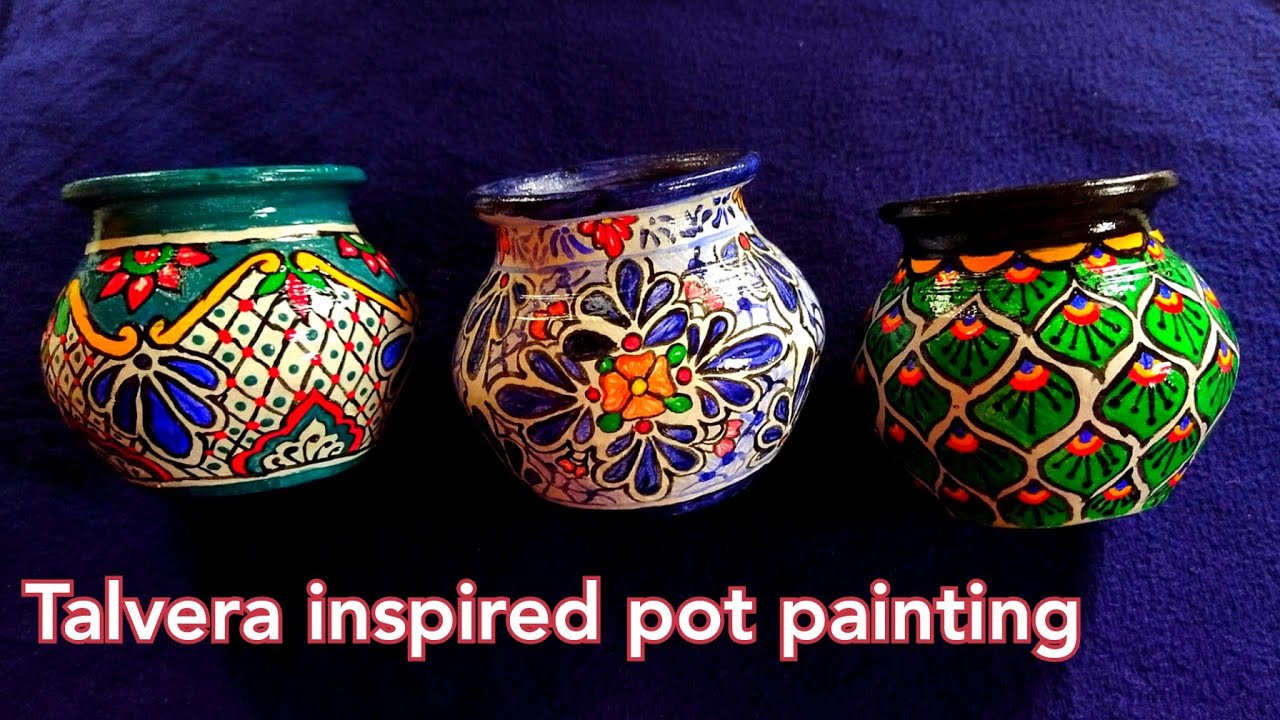 Talavera inspired Pot painting /mexican pot painting / DIY affinity