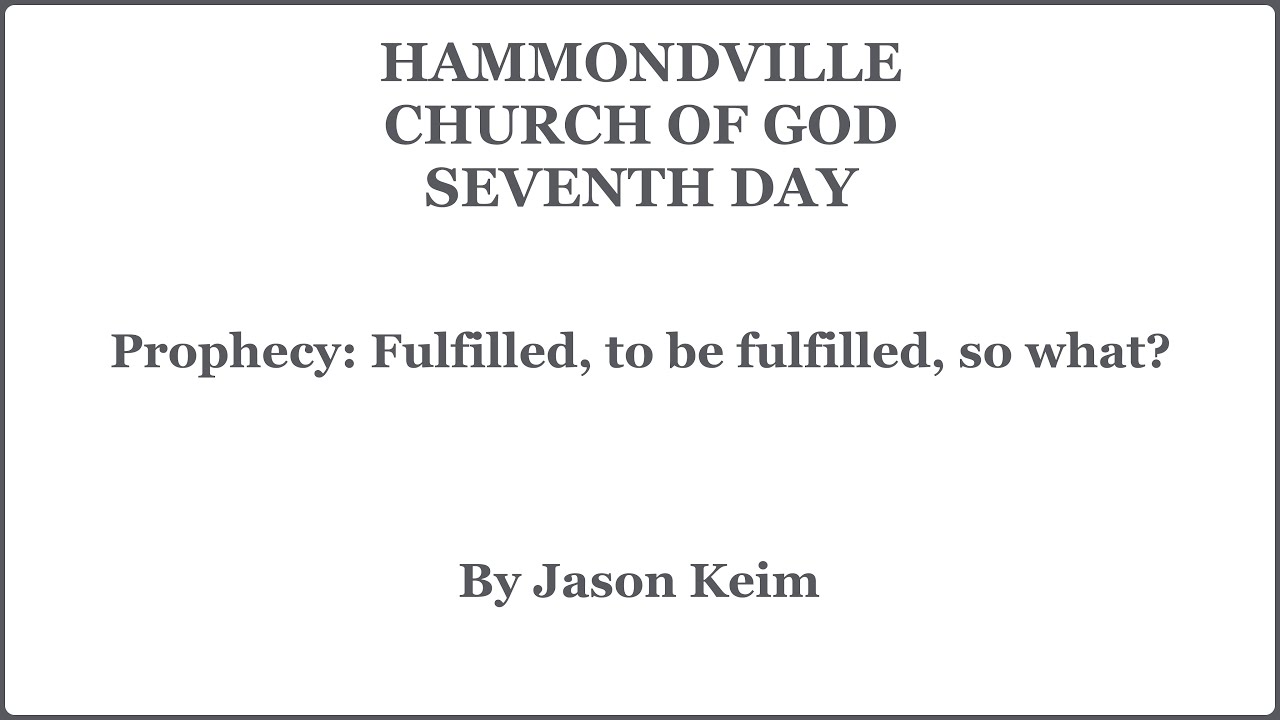 Prophecy: Fulfilled, to be fulfilled, so what?
