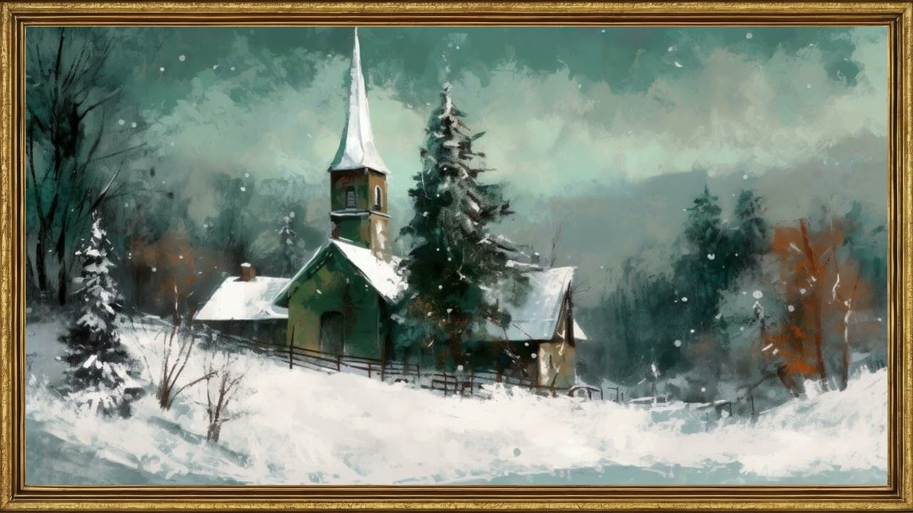 WINTER CHAPEL | FRAMED TV ART WALLPAPER SCREENSAVER BACKGROUND | 2 HRS