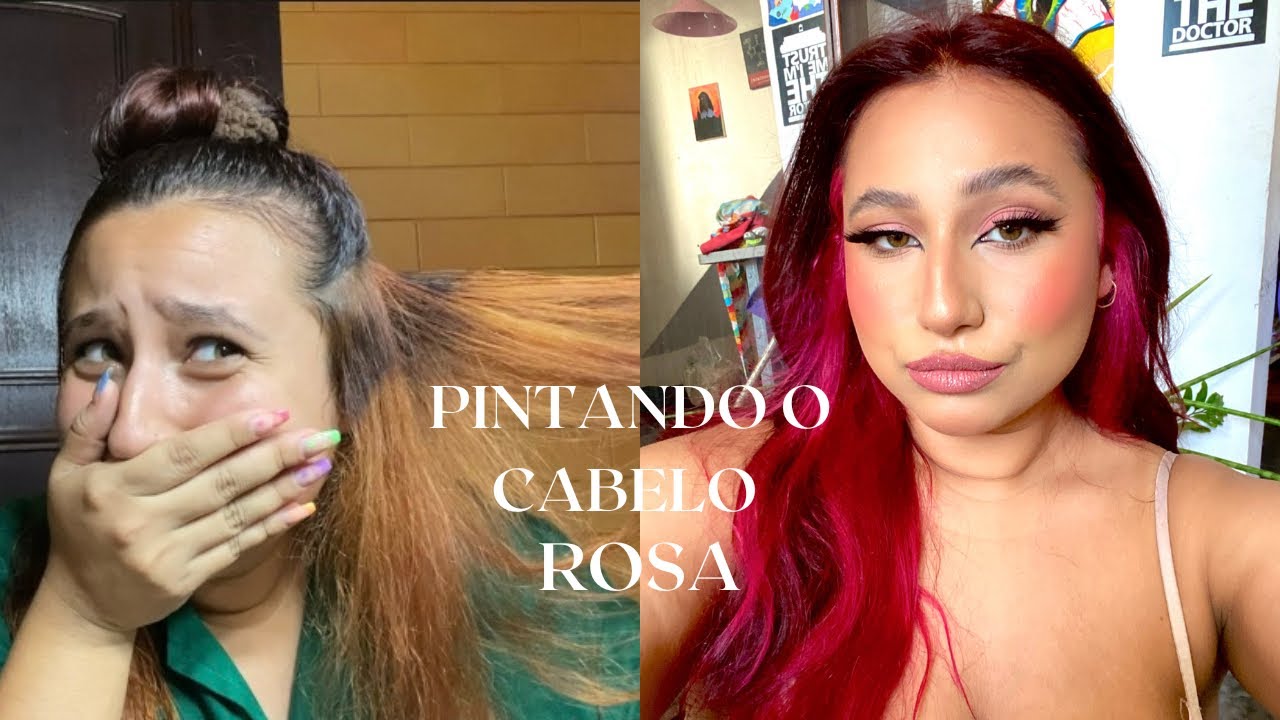 Pintando meu cabelo de rosa e vermelho em casa sozinha  *quase deu M *