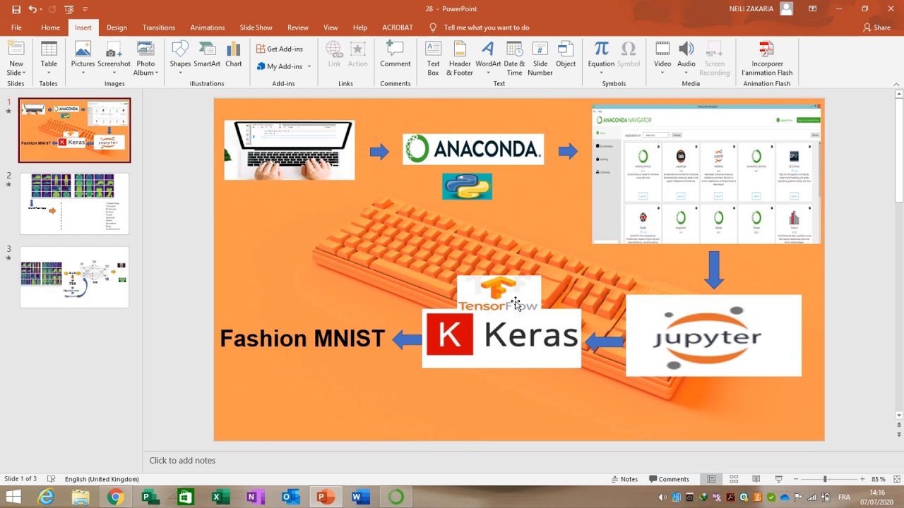 Anconda (Jupyter Notebook)  الجزء الأول - بإستخدام -  Neural Network بناء