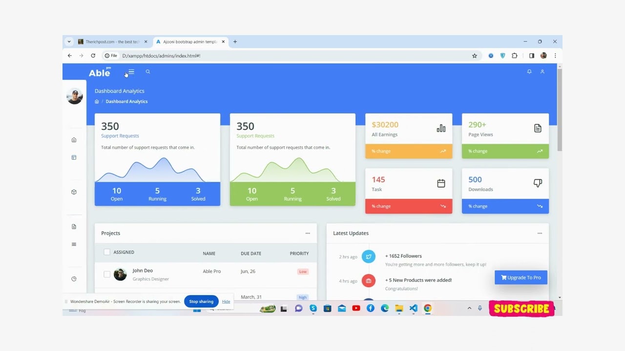 Ajooni Free Admin Dashboard Template Working Demo & Code
