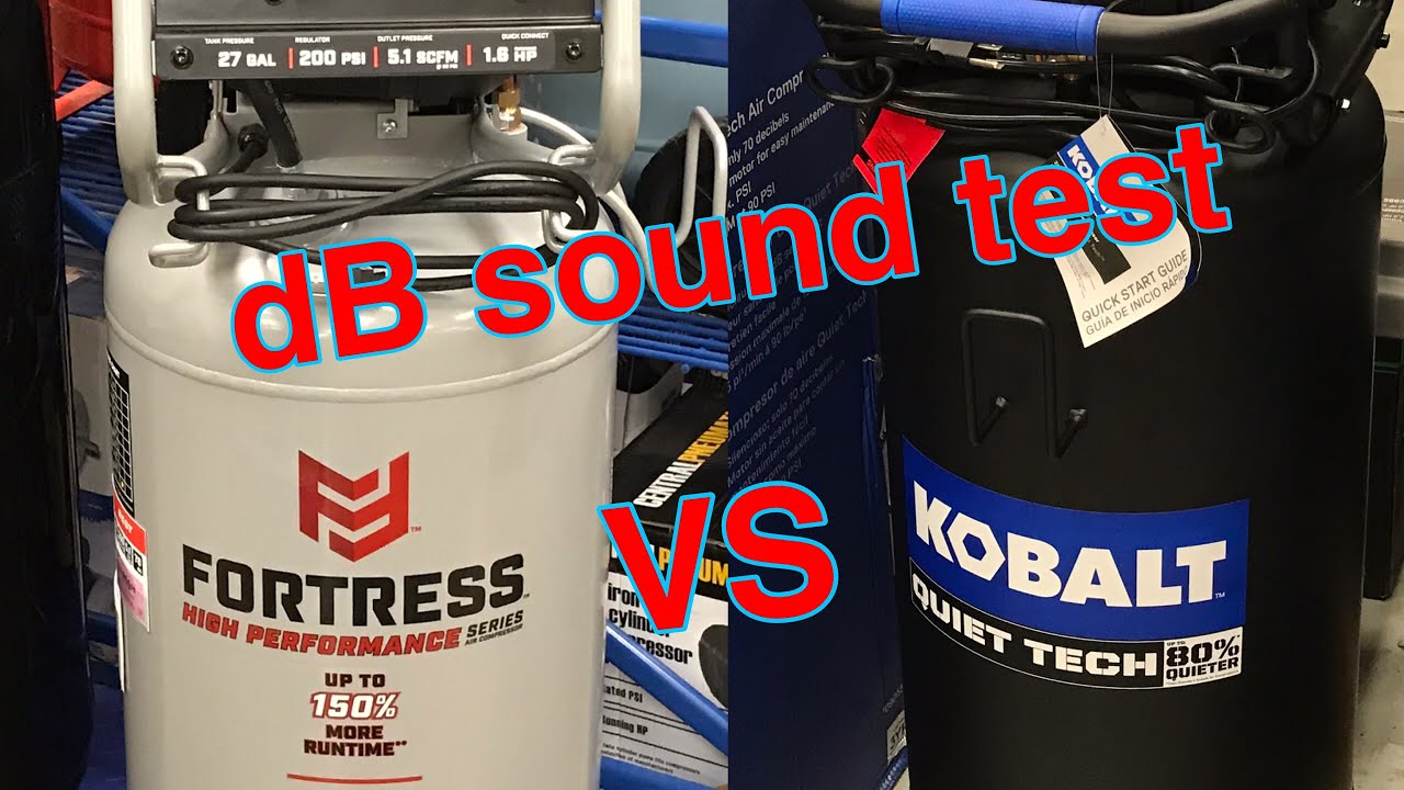 Harbor Freight Fortress 27 gallon vs Kobalt Quiet Tech 26 gallon Air Compressor Sound Test