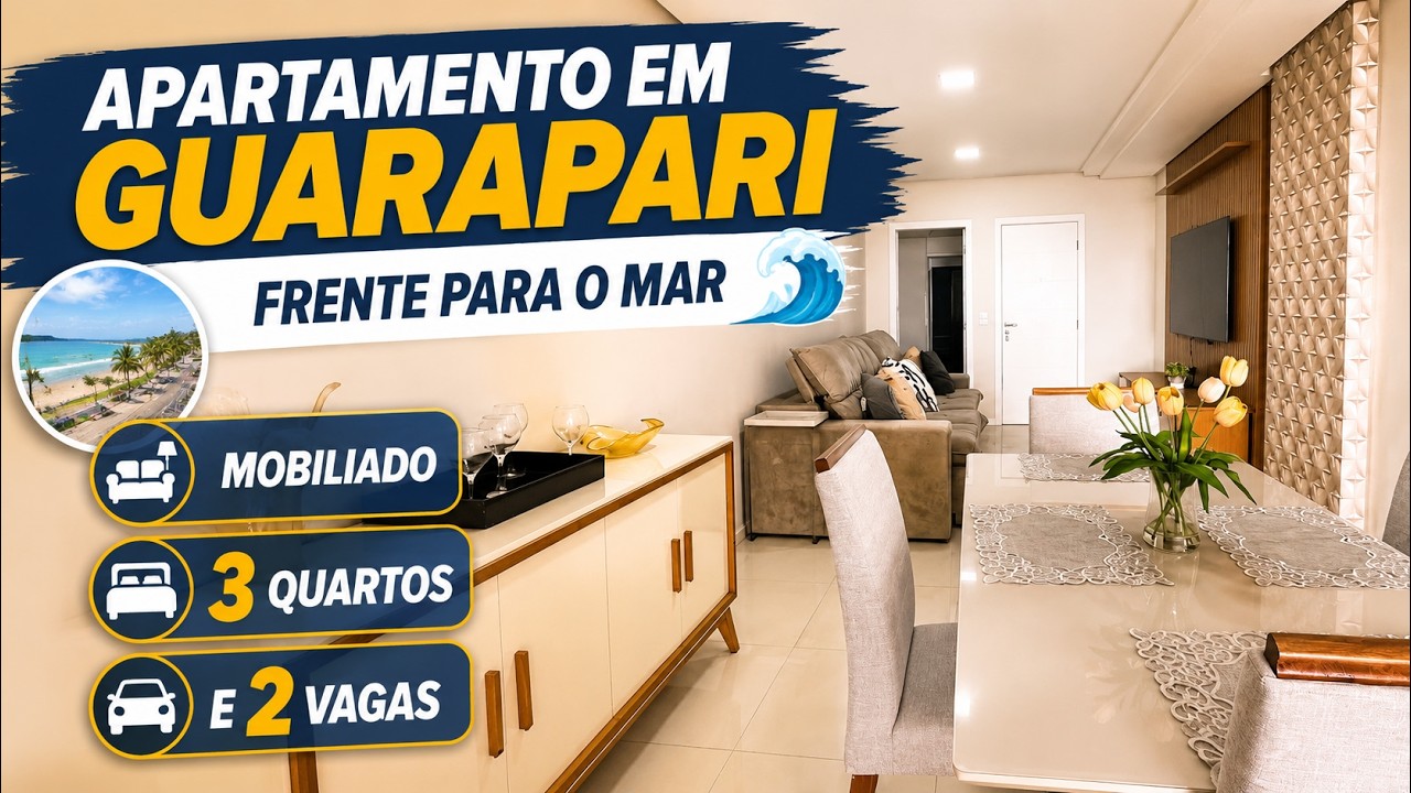 Apartamento em Guarapari frente para o mar, mobiliado, 3 quartos e 2 vagas por R$ 1.300.000,00