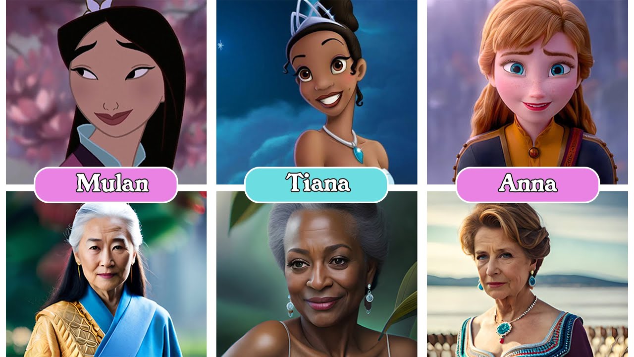 See What Happens When Disney Princesses Grow Old | Created with AI ( Comparison )
