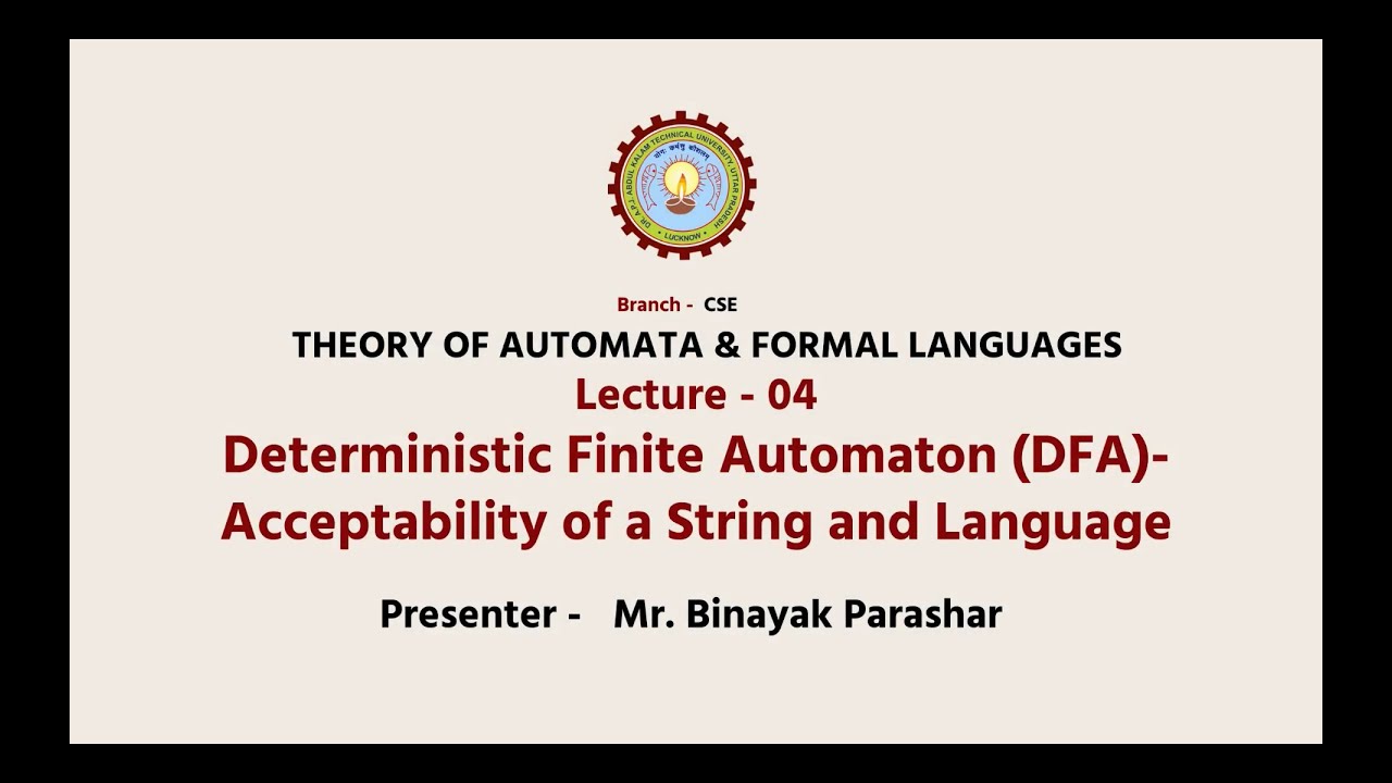 Theory of Automata & Formal Languages | Deterministic Finite Automaton (DFA)- Acceptability | AKTU