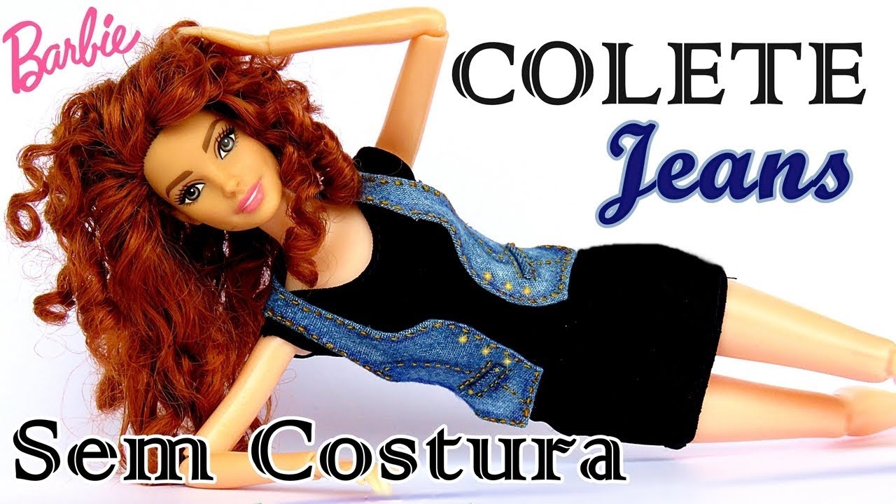 COMO FAZER COLETE JEANS SEM COSTURA PARA BARBIE TUTORIAL ROUPAS PARA BONECAS SUPER TOY KIDS