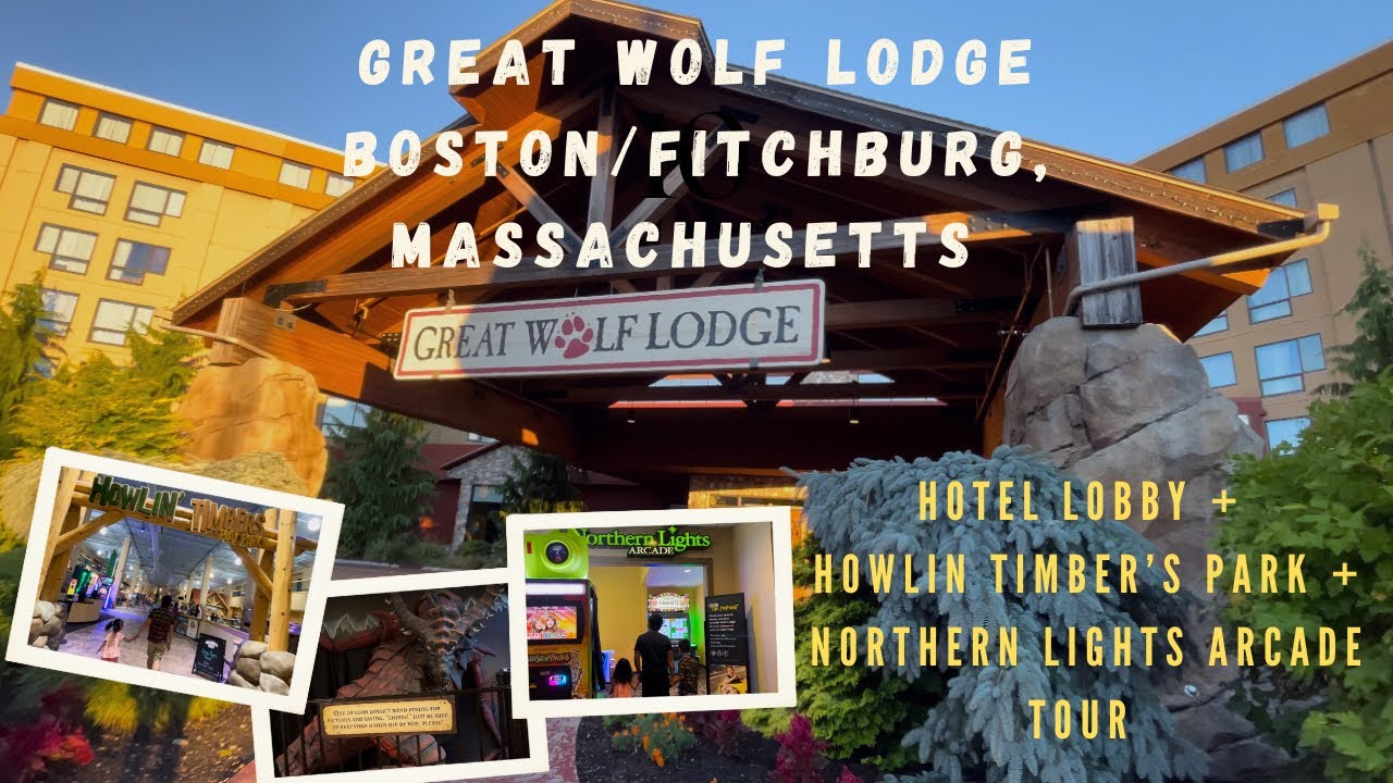 Great Wolf Lodge Boston Fitchburg Massachusetts Tour Hotel Lobby + Howlin Timbers Park + Arcade