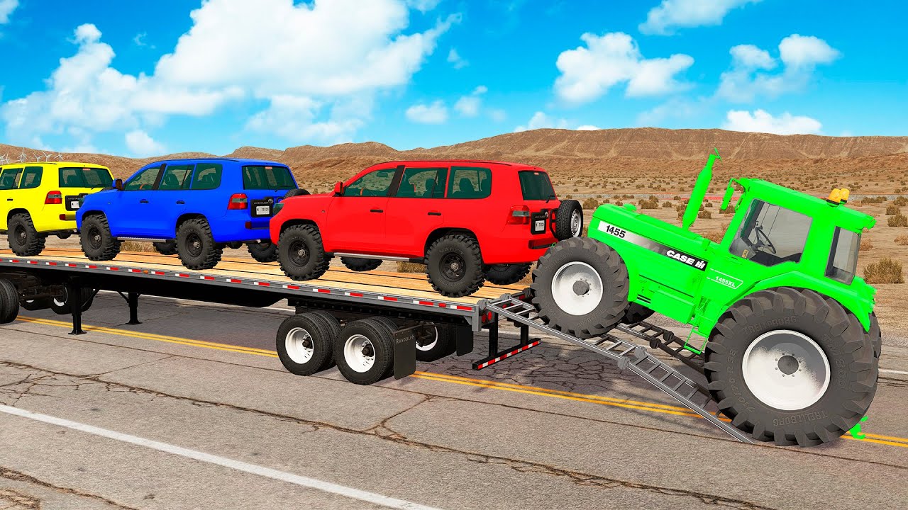 Flatbed Truck Mcqueen | Transportation with Truck - Pothole vs Car #276 - BeamNG.Drive