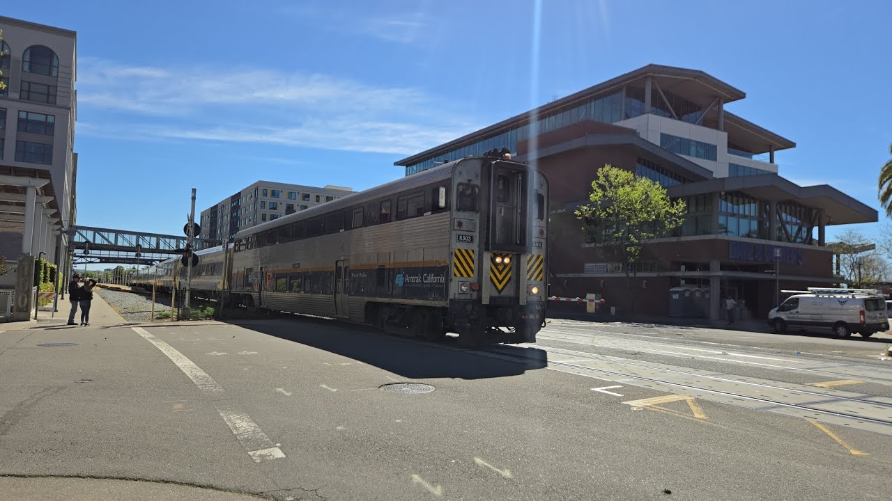 Amtrak Deadhead Gold Runner #711 at Webster St Oakland, CA with CDTX #8303 Cab Car and #2123 SC-44