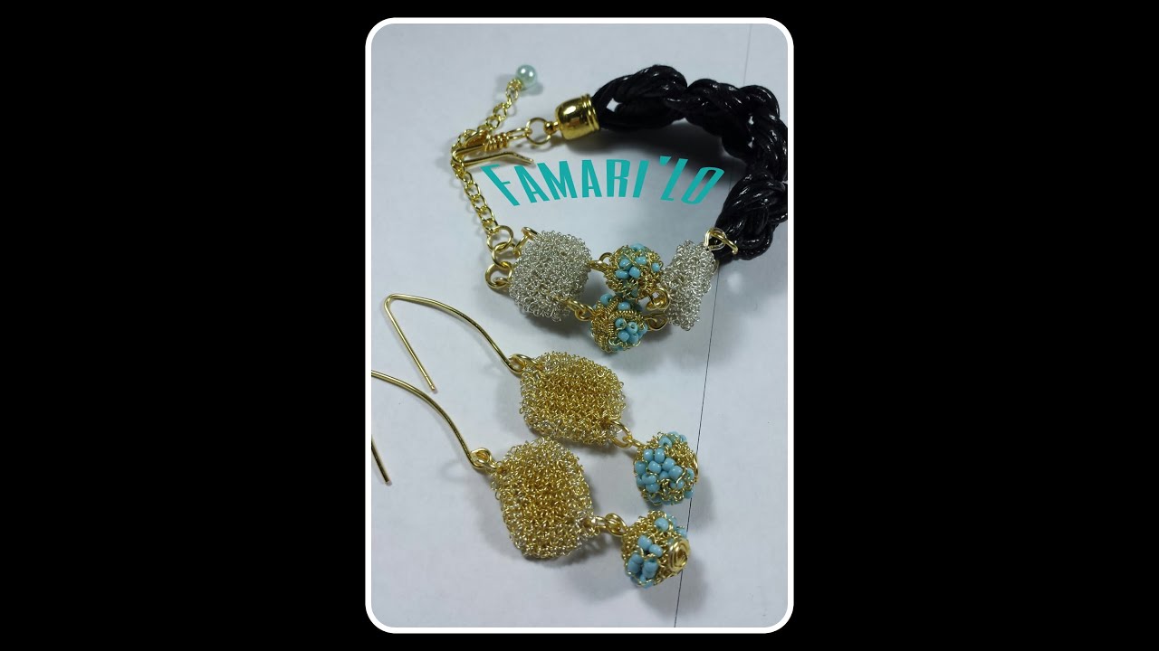 pulsera con cuero y accesorios de alambre