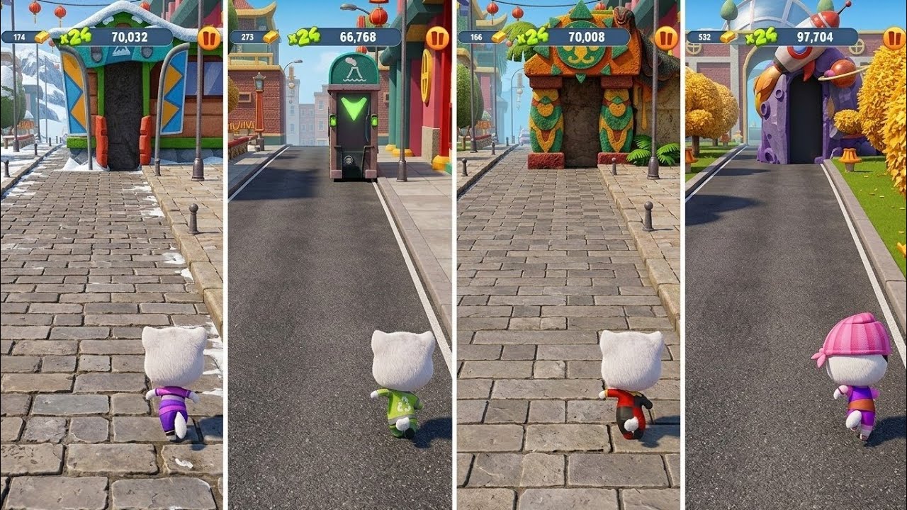 Talking Tom Gold Run: Cyclist Angela,Eco Angela,Carnival Angela,Pirate Angela (Android/iOS) Gameplay