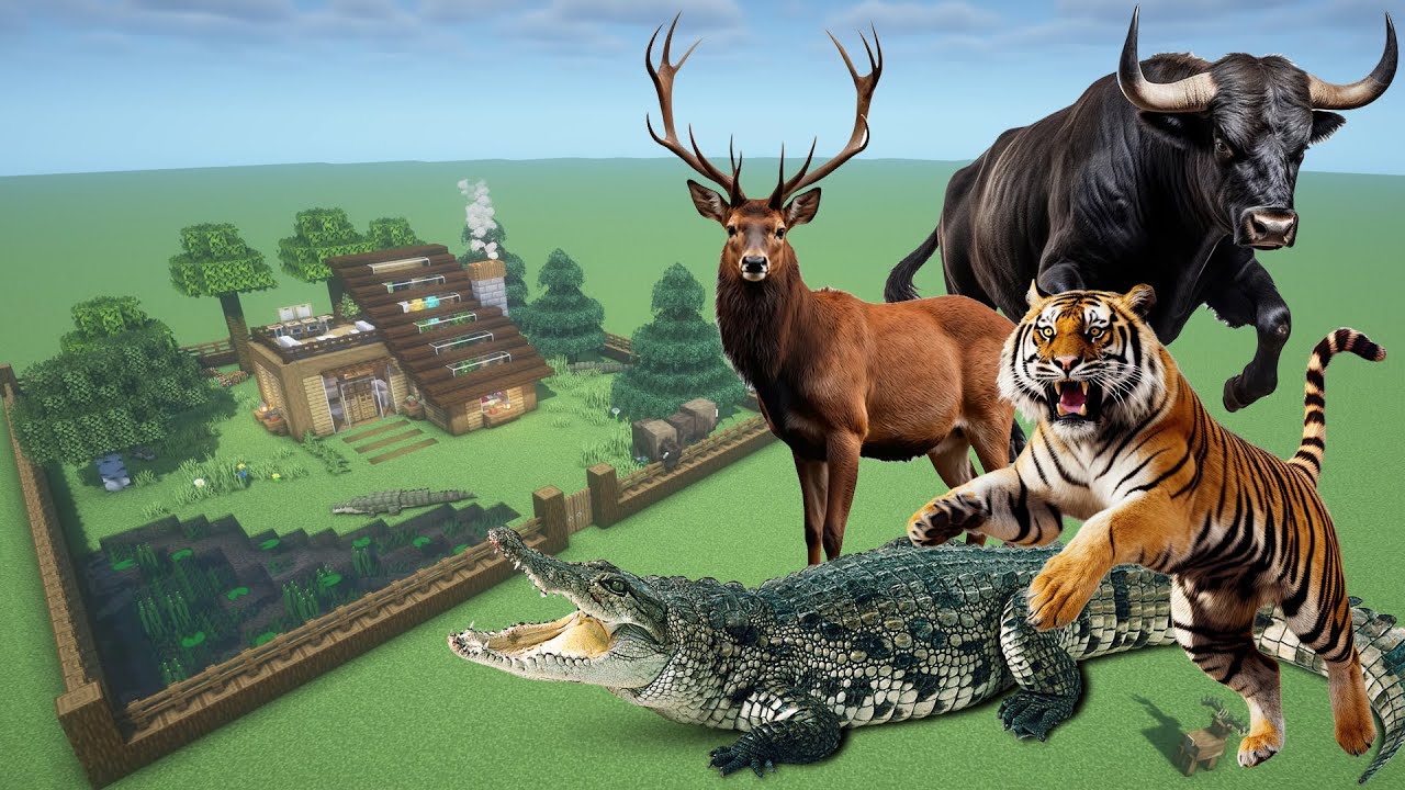How To Make a Bull, Deer, Crocodile, and Tiger Farm in Minecraft PE